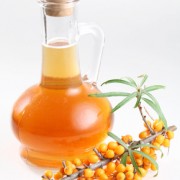 Sea buckthorn oil on a white background